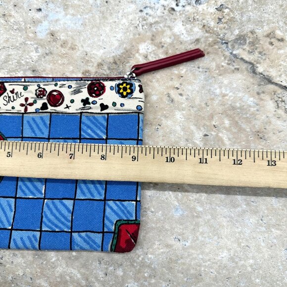 Brighton Womens Canvas Cosmetic Bag Zip Heart Bow Blue - Picture 8 of 8